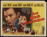 5j468 BIG COMBO style B 1/2sh '55 art of Cornel Wilde & sexy Jean Wallace, classic film noir!
