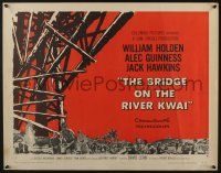 5j492 BRIDGE ON THE RIVER KWAI style B 1/2sh '58 William Holden, Alec Guinness, David Lean classic!