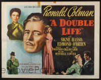 5j555 DOUBLE LIFE 1/2sh '47 film noir, Ronald Colman, Signe Hasso & pretty Shelley Winters!