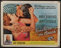 5j570 FEMALE ON THE BEACH style B 1/2sh '55 cool images of Joan Crawford and Jeff Chandler!