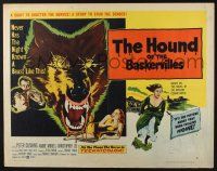 5j635 HOUND OF THE BASKERVILLES style A 1/2sh '59 art of blood-dripping dog & terrified girl!