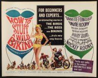 5j640 HOW TO STUFF A WILD BIKINI 1/2sh '65 Annette Funicello, Buster Keaton, motorcycle action art