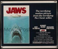 5j653 JAWS 1/2sh '75 art of Steven Spielberg's classic man-eating shark attacking sexy swimmer!