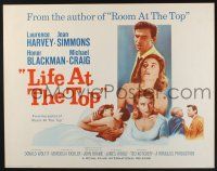 5j677 LIFE AT THE TOP 1/2sh '66 art of Laurence Harvey with sexy Jean Simmons & Honor Blackman!