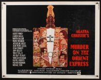 5j715 MURDER ON THE ORIENT EXPRESS 1/2sh '74 Agatha Christie, great art of cast by Richard Amsel!