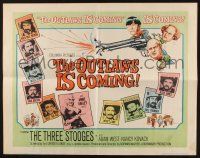 5j734 OUTLAWS IS COMING 1/2sh '65 The Three Stooges with Curly-Joe are wacky cowboys!