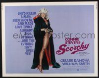 5j765 SCORCHY 1/2sh '76 full-length art of sexiest barely-dressed Connie Stevens in black cape!