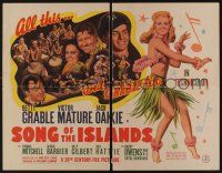 5j781 SONG OF THE ISLANDS style B 1/2sh '42 sexy Betty Grable, Victor Mature & tropical girls!