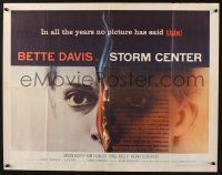 5j788 STORM CENTER style A 1/2sh '56 striking different close up image of Bette Davis by Saul Bass!