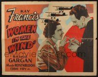 5j840 WOMEN IN THE WIND Other Company 1/2sh '39 art of Kay Francis, William Gargan and biplanes!