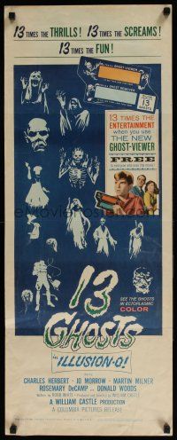 5j003 13 GHOSTS insert '60 William Castle, great art of the spooks, cool horror in ILLUSION-O!