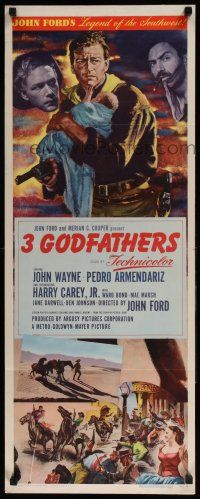 5j006 3 GODFATHERS insert '49 cowboy John Wayne in John Ford's Legend of the Southwest!