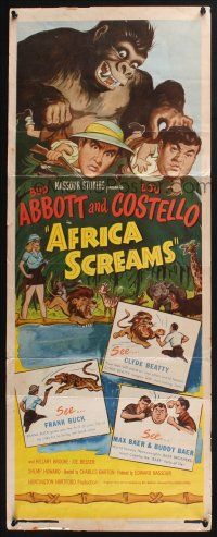 5j011 AFRICA SCREAMS insert R53 wacky art of Bud Abbott & Lou Costello and giant gorilla!
