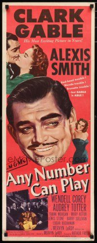 5j021 ANY NUMBER CAN PLAY insert '49 gambler Clark Gable loves Alexis Smith AND Audrey Totter!
