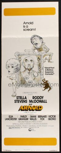 5j024 ARNOLD style B insert '73 bride Stella Stevens, Roddy McDowall, he's dead and a newlywed!
