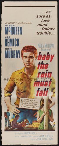 5j025 BABY THE RAIN MUST FALL insert '65 Steve McQueen in trouble & under Lee Remick's skin!