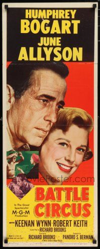 5j028 BATTLE CIRCUS insert '53 great artwork of Humphrey Bogart and June Allyson!