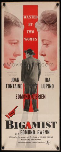 5j043 BIGAMIST insert '53 Edmond O'Brien is wanted by Joan Fontaine & Ida Lupino!