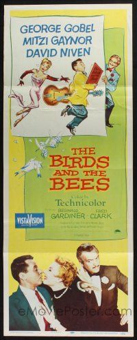 5j044 BIRDS & THE BEES insert '56 wacky art of George Gobel, Mitzi Gaynor, & David Niven!
