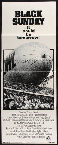 5j046 BLACK SUNDAY insert '77 Frankenheimer, Goodyear Blimp zeppelin disaster at the Super Bowl!