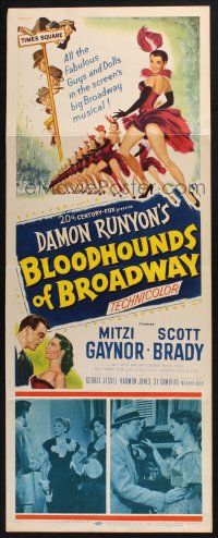 5j049 BLOODHOUNDS OF BROADWAY insert '52 Mitzi Gaynor & sexy showgirls, from Damon Runyon story!