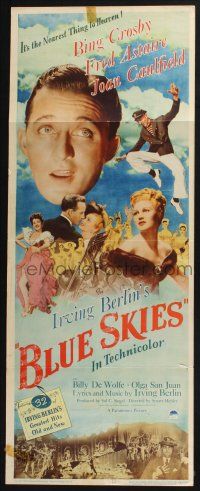 5j050 BLUE SKIES insert '46 art of Fred Astaire, Bing Crosby, Joan Caulfield, Irving Berlin