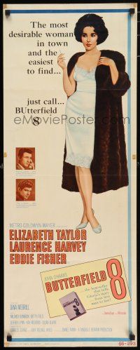 5j063 BUTTERFIELD 8 insert '60 callgirl Elizabeth Taylor, most desirable and easiest to find!