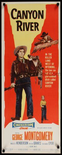 5j065 CANYON RIVER insert '56 cowboy George Montgomery in the killer land west of Wyoming!