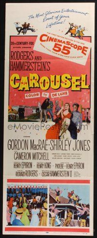 5j070 CAROUSEL insert '56 Shirley Jones, Gordon MacRae, Rodgers & Hammerstein musical!