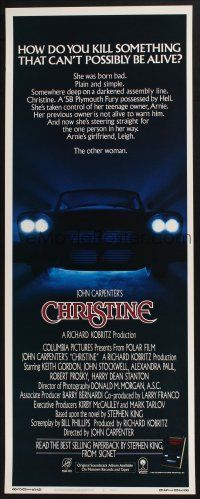 5j079 CHRISTINE int'l insert '83 written by Stephen King, John Carpenter directed, creepy car image
