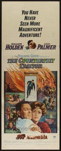 5j085 COUNTERFEIT TRAITOR insert '62 art of William Holden & Lilli Palmer by Howard Terpning!