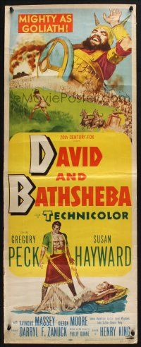 5j093 DAVID & BATHSHEBA insert '51 Biblical Gregory Peck broke God's commandment for Susan Hayward