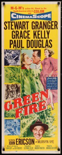 5j145 GREEN FIRE insert '54 art of beautiful full-length Grace Kelly + Stewart Granger!