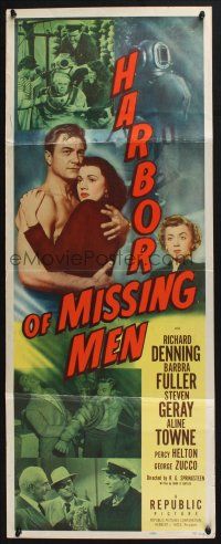 5j150 HARBOR OF MISSING MEN insert '50 barechested Richard Denning, Barbara Fuller!
