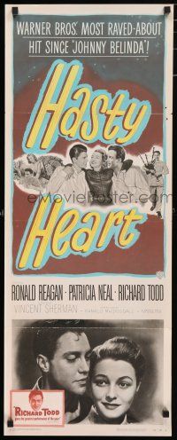 5j153 HASTY HEART insert '50 patient Ronald Reagan & nurse Patricia Neal help dying Richard Todd!