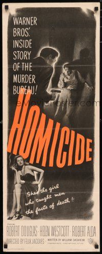 5j163 HOMICIDE insert '49 sexy smoking Helen Westcott is the girl who taught men facts of death!
