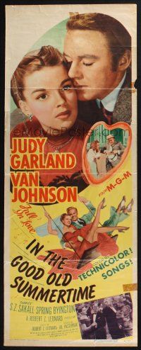 5j171 IN THE GOOD OLD SUMMERTIME insert '49 wonderful art of Judy Garland & Van Johnson swinging!