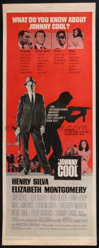 5j183 JOHNNY COOL insert '63 Henry Silva, sexy Bewitched star Elizabeth Montgomery in film noir!