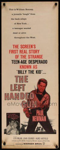 5j202 LEFT HANDED GUN insert '58 great image of Paul Newman as teenage desperado Billy the Kid!