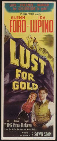 5j217 LUST FOR GOLD insert '49 Glenn Ford, Ida Lupino, cool title artwork!