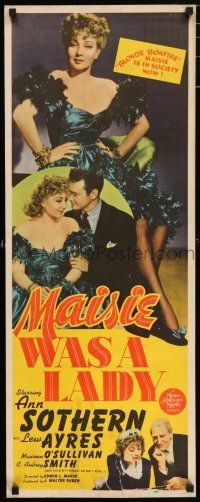 5j221 MAISIE WAS A LADY insert '41 blonde bonfire Ann Sothern is in society with Lew Ayres now!