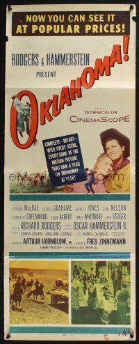 5j246 OKLAHOMA insert '56 Gordon MacRae, Shirley Jones, Rodgers & Hammerstein musical!