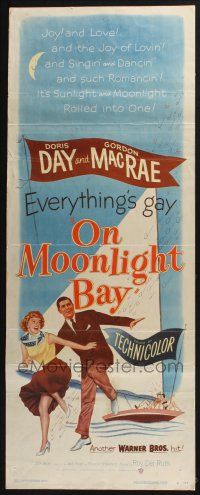 5j247 ON MOONLIGHT BAY insert '51 great image of singing Doris Day & Gordon MacRae, sailboat art!