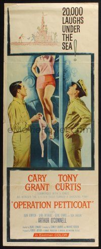 5j250 OPERATION PETTICOAT insert '59 different art of Cary Grant & Tony Curtis staring at sexy girl!