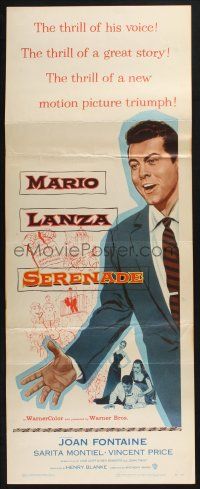 5j306 SERENADE insert '56 art of Mario Lanza, from the story by James M. Cain, Anthony Mann