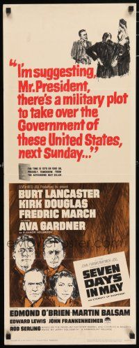 5j308 SEVEN DAYS IN MAY insert '64 art of Burt Lancaster, Kirk Douglas, Fredric March & Gardner!