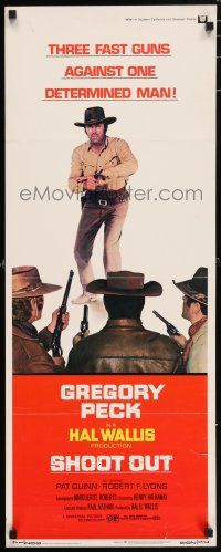 5j311 SHOOT OUT insert '71 great full-length image of gunfighter Gregory Peck facing down baddies!