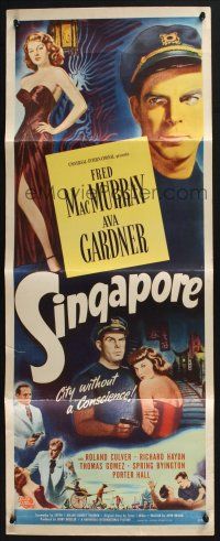5j319 SINGAPORE insert '47 art of sexy full-length Ava Gardner + seaman Fred MacMurray with gun!