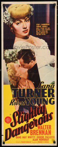 5j323 SLIGHTLY DANGEROUS insert '43 satins & sables brought out the best in sexy Lana Turner!
