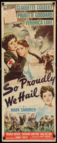 5j325 SO PROUDLY WE HAIL insert '43 fighting women Colbert, Veronica Lake & Paulette Goddard!